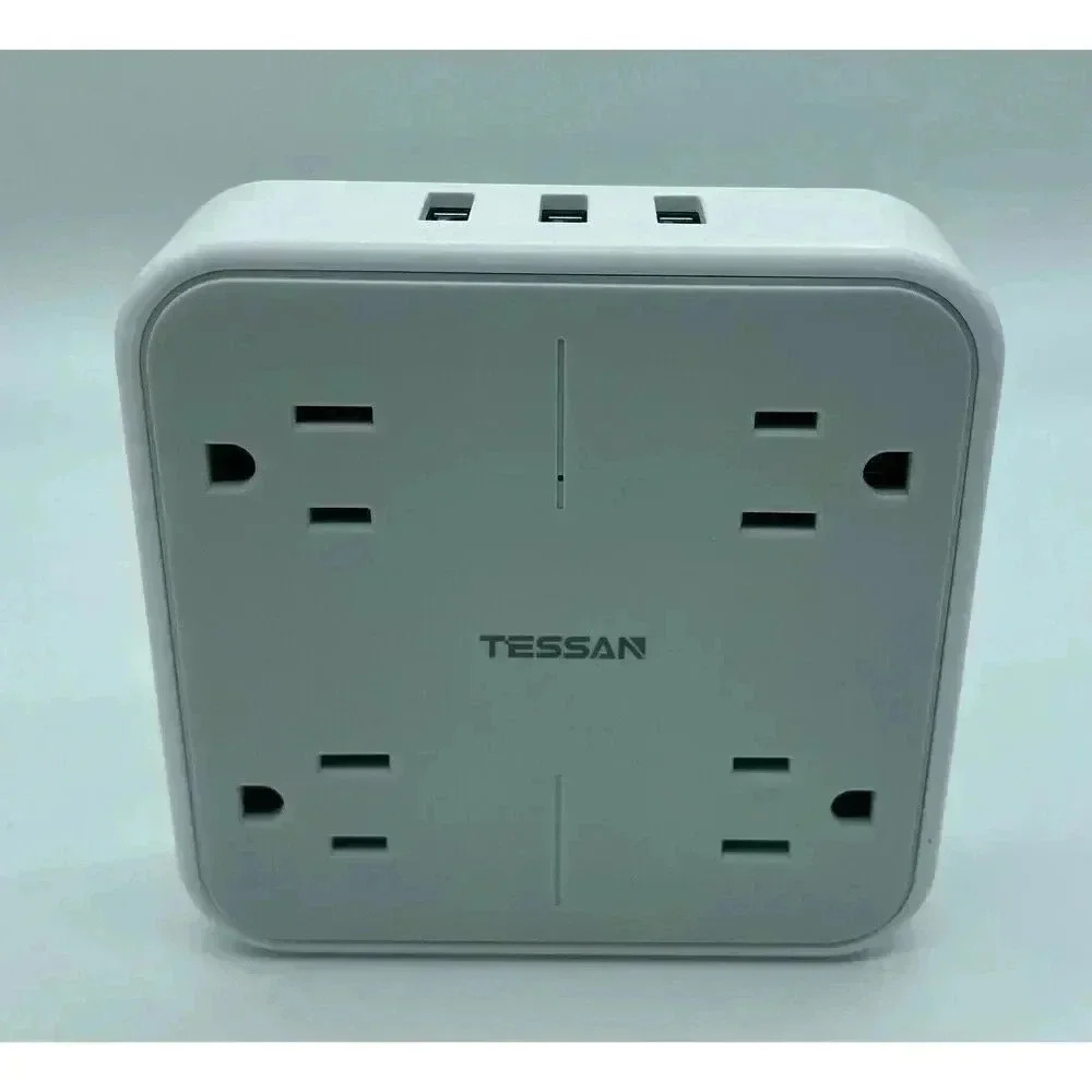 Multi Plug Surge Protector Splitter Extender 3 USB & 4 AC Outlets Wall Charger